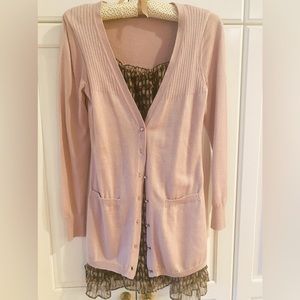 Magolia Pink Wool blend sweater blouse women Size S 2 in 1